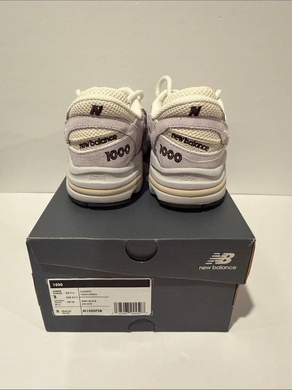 NB1000 ‘Pearl Grey Black’ Sz: 8 (M1000PSB)